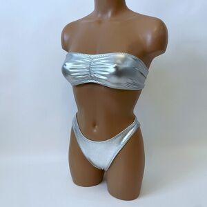 Silver Metallic Bikini Set